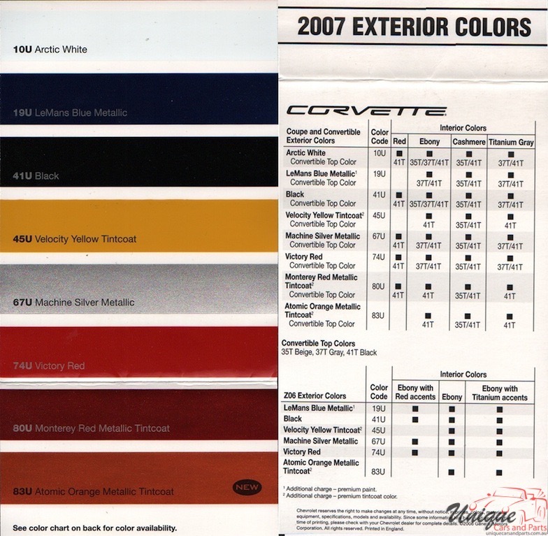 2007 Corvette Paint Charts Corporate 1